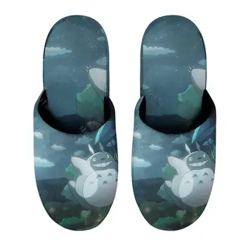 Totoro (3); Теплые хлопчатобумажные тапочки для мужчин и женщин; Нескользящая пушистая обувь на толстой мягкой подошве; Домашние тапочки из резины;
