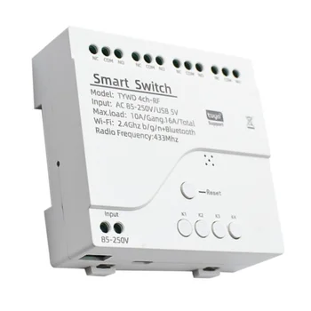 Tuya Smart Wifi Модуль Переключения Двигателя RF 433 Радио Пульт Дистанционного Управления 4-Канальное Шаговое Реле для Alexa Google Home, 4CH AC85-250V