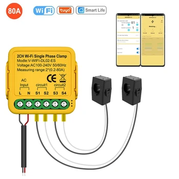 Tuya Wifi 2-Канальный Измеритель Мощности Монитор Тока Энергии В Режиме реального Времени Автоматические Уведомления Smart Life Remote Control