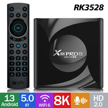 X88 PRO 13 Android13.0 Smart TV BOX RK3528 Четырехъядерный 2G 16G 4G 32G 64G Wifi6 AV1 2,4G 5G Wifi 8K HD Медиаплеер Телеприставка