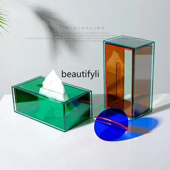 yj Акриловая трехслойная прямоугольная коробка для салфеток в тон, современные простые и легкие аксессуары для хранения роскошных цветов