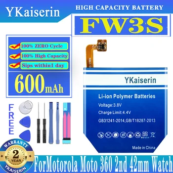 YKaiserin FW3S FW3L Высококачественный Аккумулятор для Motorola Moto 360 Moto360 2nd 42mm 46mm SNN5962A Watch Battery + Трек-код