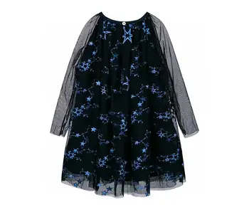 YN9889 2023, Последний стиль для девочек, Осенняя Фэнтезийная Галактика, Звездное небо, Сетчатое платье с вышивкой по низу и длинным рукавом.