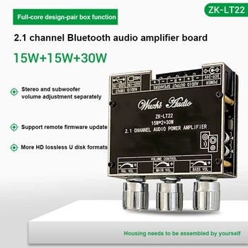 ZK-LT22 2.1-Канальный Bluetooth 5.1 Плата усилителя 15 Вт + 15 Вт + 30 Вт Стерео сабвуфер TWS True Wireless Audio Board DC9-24V