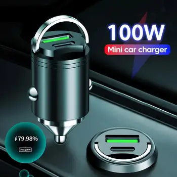 Автомобильное Зарядное Устройство мощностью 30/100 Вт Для Быстрой зарядки PD QC3.0 USB Type C Автомобильный Адаптер Прикуривателя Для Iphone 14 13 12 Huawei Samsung