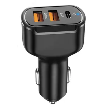 Автомобильное зарядное устройство USB C, адаптер для автомобильного зарядного устройства PD, 3 порта, автомобильное зарядное устройство Mini USB, автомобильный адаптер для быстрой зарядки мощностью 30 Вт, идеально подходит для телефонов с питанием от USB.