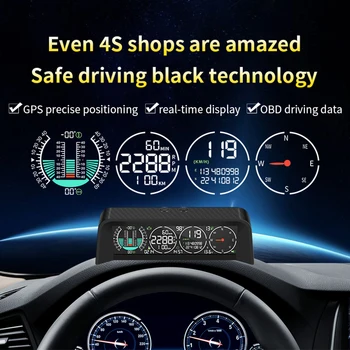 Автомобильный головной дисплей X92 OBD2 GPS, цифровой спидометр, компас, GPS-монитор давления в шинах, интеллектуальный измеритель высоты на бездорожье
