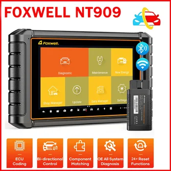 Автомобильный сканер FOXWELL NT909 OBD2 OE-Level All System Двунаправленное Обновление Кодирования ECU Скрытое 24 + Сброс настроек Диагностики автомобиля