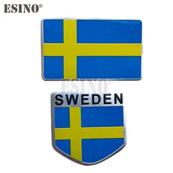 Автомобильный стайлинг Национальный флаг Швеции 3D Металл Хром Алюминиевый сплав Декоративная эмблема Клейкий значок Наклейка Термоаппликация Автоаксессуар