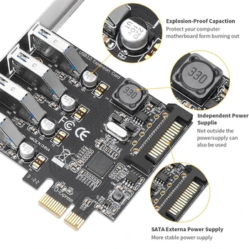 Адаптер USB 3.0 PCI Express, карта расширения PCI E-USB, 4 порта, карта адаптера USB3.0, конвертер контроллера 5 Гбит/с