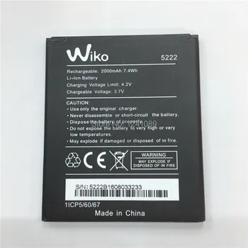 Аккумулятор мобильного телефона YCOOLY для Wiko 5222, аккумулятор 2000 мАч, длительное время ожидания для Wiko 5222, мобильные аксессуары