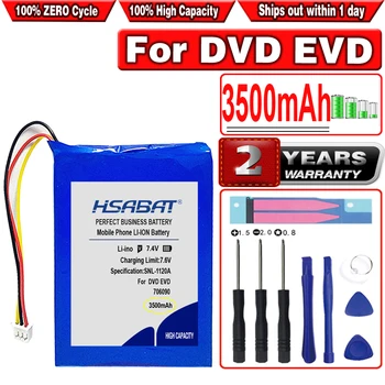 Аккумуляторная батарея высокой емкости HSABAT 3500mAh 706090 076090 Li-po для DVD EVD