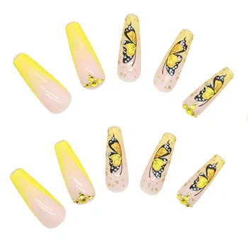 Акриловые блестящие накладные ногти со стразами, сверхгибкие для длительного комфорта, накладные ногти для начинающих, практика украшения ногтей DIN889