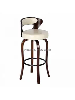 Американский барный стул из массива дерева, креативный легкий роскошный бытовой табурет для кафе-бара, барный стул с скандинавской спинкой
