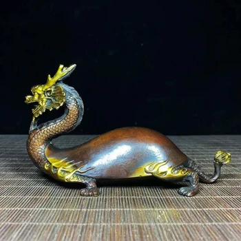 Антикварная разная коллекция бронзовый позолоченный дракон черепаха украшение специальная бесплатная почта