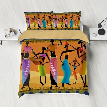 Африканский женский этнический пододеяльник, комплект постельного белья на двоих, домашний текстиль, Пододеяльник, Наволочки, Комплект постельного белья для спальни, без простыни