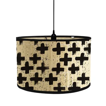 Бамбуковый абажур с геометрическим принтом, винтажный Европейский стиль, волнистые полосы, чехол для лампы, подвесные украшения для дома в семье