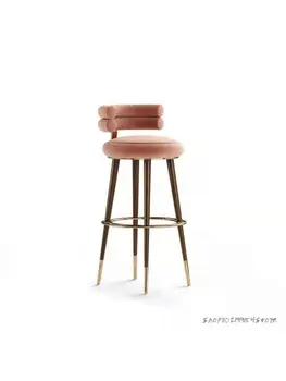 Барный стул из массива дерева в американском стиле, барный стул для домашнего отдыха, стул со спинкой, высокий табурет для бара, кафе, высокий стул из нержавеющей стали