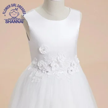 Белое кружевное длинное платье с цветочным рисунком для первого причастия, платье цветочницы на свадьбу, подружек невесты, первое причастие, выпускной, день рождения 1-14 лет