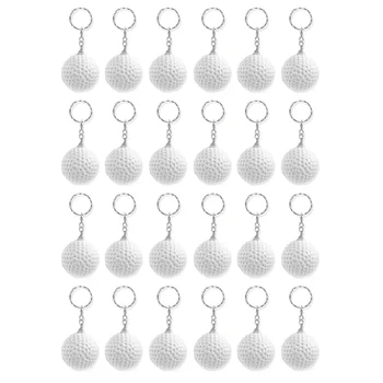 Белые брелки для гольфа из 24 упаковок, Мини-брелки для стрессовых мячей, спортивные брелки для мячей, школьные награды для мальчиков и девочек