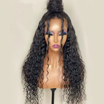 Бесклеевой парик из синтетических волос на кружеве, Свободные Вьющиеся Предварительно Выщипанные Высококачественные парики из термостойкого волокна для женщин, Бесплатная Доставка