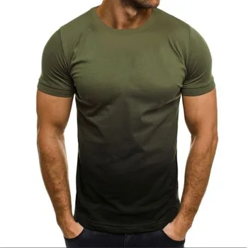 большие мужские летние горячие тонкие свободные футболки с короткими рукавами из взрывной молодежной серии Street gradient с круглым вырезом и принтом