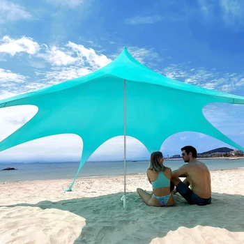 Большой пляжный тенистый навес из эластичной лайкровой ткани с защитой от солнца, защита от ультрафиолета, Семейная портативная палатка для пикников на открытом воздухе