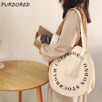 В УПАКОВКЕ, 1 шт, женская сумка круглой формы, холщовая сумка с буквенным оформлением, повседневная женская сумка через плечо, Многоразовая сумка-тоут