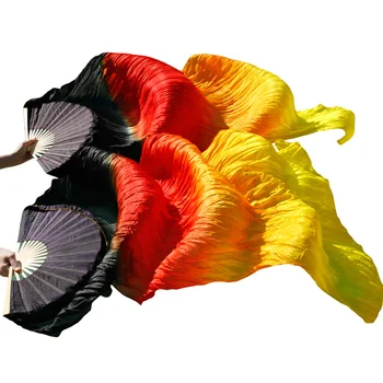 Веер для танца живота; Китайские веера для танцев; Натуральный шелк / имитация; 1 пара / 1 шт; Окрашенный вручную шелк для танца живота; Длинная Веерная вуаль 24 цвета