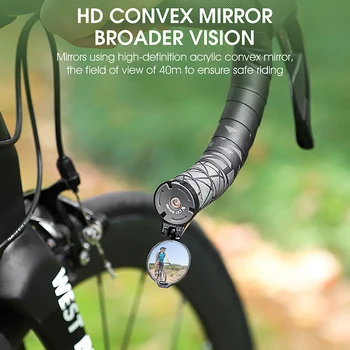 Велосипедное зеркало Выпуклое Регулируемое Зеркало заднего вида для MTB велосипеда с поворотным прозрачным концом на руле Портативные аксессуары для уличного снаряжения