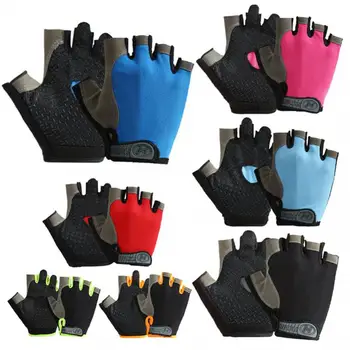 Велосипедные перчатки для занятий спортом в тренажерном зале, велосипедные перчатки без пальцев, велосипедные перчатки на половину пальца, мужские, женские, противоскользящие, Ударопрочные, Дышащие, летние
