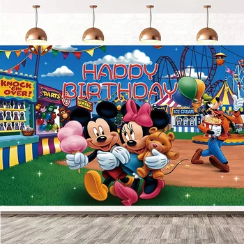 Виниловые фоны для вечеринки с Микки Маусом на заказ, фон для фотосъемки с Минни Маус, Детский душ, украшение для детского Дня рождения.