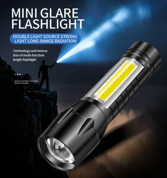 Встроенный аккумулятор Мини-светодиодный фонарик с масштабируемым фокусом, лампа-фонарик, Регулируемый фонарик-ручка, Водонепроницаемая светодиодная подсветка