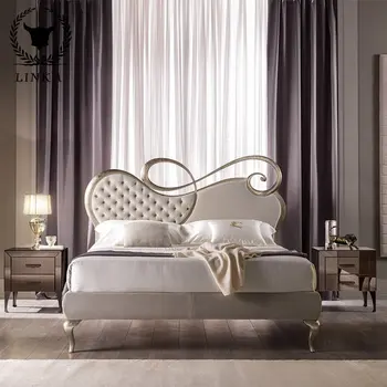 Высококачественная новая квадратная тканевая кровать в итальянском современном гонконгском стиле, простая скандинавская двуспальная кровать принцессы в главной спальне