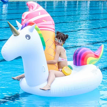 Гигантский надувной поплавок с единорогом на воздушной подушке, игрушка для вечеринки в бассейне для взрослых, Надувное кольцо для плавания на воздушной подушке с фламинго, Надувное оборудование
