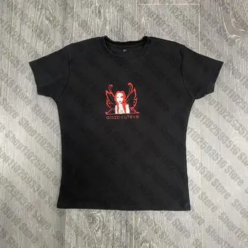 Готическая футболка с забавным Принтом Феи, Эстетические Топы Y2K E-girl, Футболки С коротким рукавом, Harajuku, Уличная Одежда, Женская Черная одежда 2000-х годов
