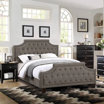 ДВУСПАЛЬНАЯ КРОВАТЬ коричневого цвета, легко монтируемая для мебели для спальни в помещении
