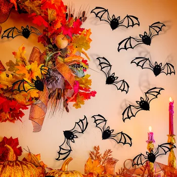 Декор стен летучими мышами на Хэллоуин ПВХ 3D Декоративные принадлежности для вечеринок Наклейки на стены Декор в канун Хэллоуина Ужас Страх Украшения дома
