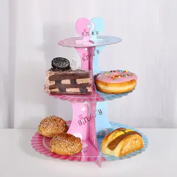 Держатель для торта Многоразовая 3-уровневая подставка для кексов, раскрывающая пол, простая установка, держатель для выпечки для праздничных принадлежностей, дисплей для торта
