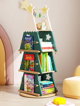 Детская вращающаяся книжная полка полка из массива дерева посадочный книжный шкаф зона для чтения полка для хранения Рождественская елка