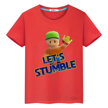 Детская футболка Stumble Guys, одежда для мальчиков и девочек, y2k, цельные Короткие топы из 100% хлопка, Футболки с Аниме, Летняя Детская одежда с принтом Каваи