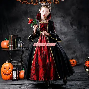 Детский костюм, Платье Принцессы Для Девочек, Королева Ведьм, Эльфийское Маскарадное Платье, Бальное Платье, Фестиваль, Вечеринка на Хэллоуин, Фантазия, Нарядная Роль