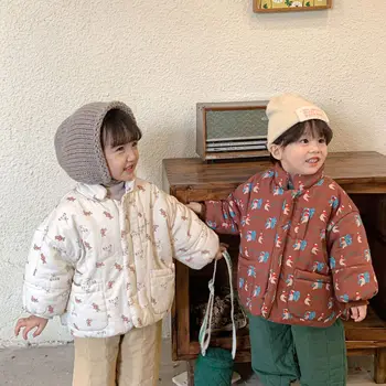Детское пальто, куртка с хлопковой подкладкой, Новинка зимы 2023 года, теплое пальто с кашемировой подкладкой для мальчиков, пальто для девочек от 1 до 10 лет, модная верхняя одежда