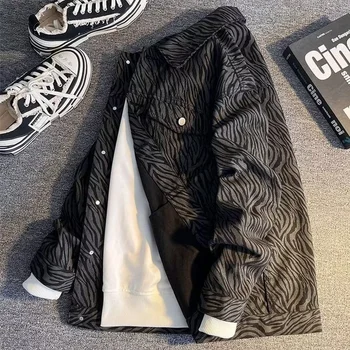 Джинсовая куртка мужская ins, брендовый свободный топ в полоску с оборками, корейская версия, универсальная
