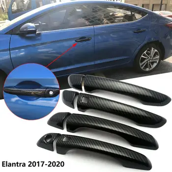 для Hyundai Elantra 2017-2020 Наклейка на дверную ручку автомобиля из углеродного волокна (2 кнопки)