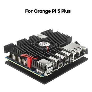 для Orange Pi 5 Plus Металлический алюминиевый корпус Пассивное охлаждение с вентилятором и комплектом радиатора Металлический корпус для Orange Pi 5 Plus