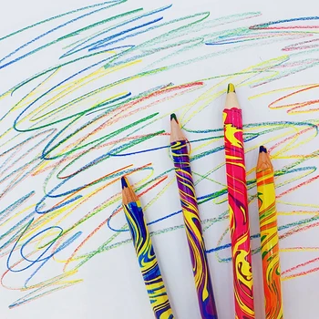 Для художественного рисования, раскрашивания эскизов, 2шт, 4 цвета, одинаковые Толстые Градиентные цветные карандаши, большая треугольная радужная ручка