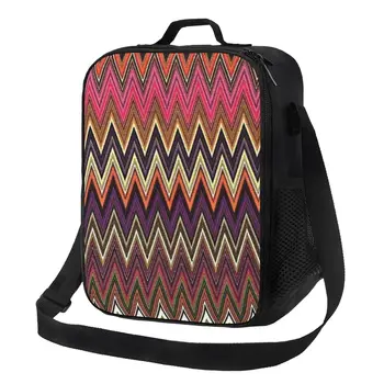 Домашняя зигзагообразная многоцветная изолированная сумка для ланча для женщин в стиле Бохо Камуфляжный кулер Термальный Бенто Касса для пикника Путешествия