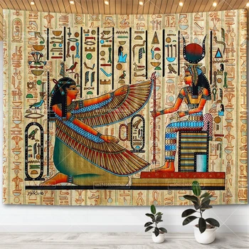 Египетские Боги Гобелен Древний Египет Иероглифические Гобелены Украшение Стен Эстетика Украшения Спальни Фоновые Ткани Ковры