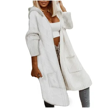 Женская верхняя одежда, модное однотонное пальто, Новый длинный рукав, белая пуговица, открытый спереди Длинный кардиган, верхняя одежда y2k Куртка Женская
